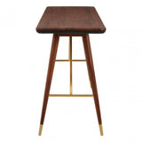 Kenso Console Table, Brass, Leather, Walnut Wood, Brass