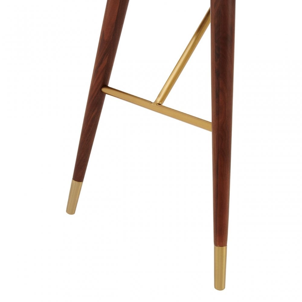 Kenso Console Table, Brass, Leather, Walnut Wood, Brass