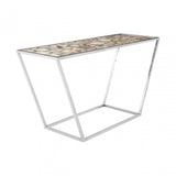 Vita White Agate Console Table, Steel, Stone, White