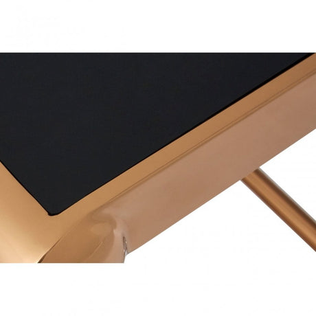 Novara Rose Gold Console Table, Stainless Steel, Glass, Rose Gold