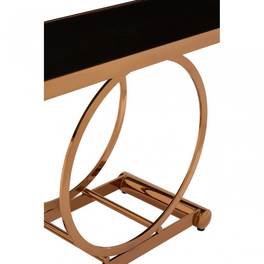 Novara Rose Gold Console Table, Stainless Steel, Glass, Rose Gold