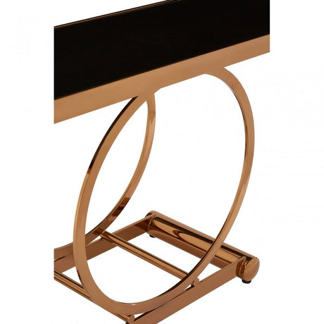 Novara Rose Gold Console Table, Stainless Steel, Glass, Rose Gold