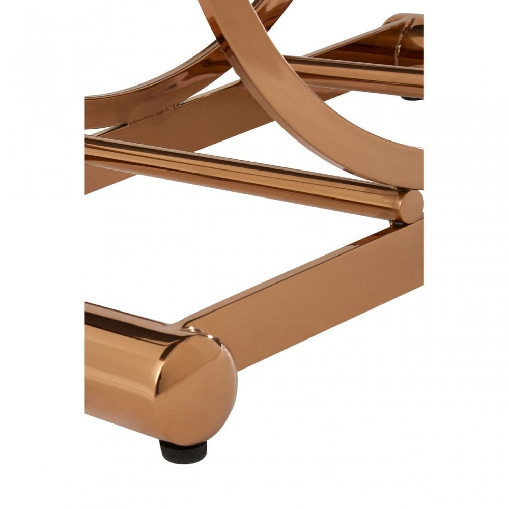 Novara Rose Gold Console Table, Stainless Steel, Glass, Rose Gold