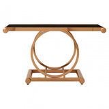 Novara Rose Gold Console Table, Stainless Steel, Glass, Rose Gold