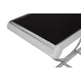Novara Black Glass Top Console Table, Stainless Steel, Glass, Black