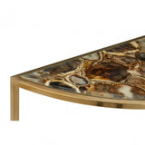 Vita Half Moon Black Agate Top Table, Steel, Stone, Natural
