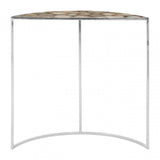Vita Half Moon White Agate Top Table, Agate, Steel, Silver