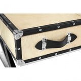Tuskin Mango Wood Coffee Table, Leather, Mango Wood, Stainless Steel, Natural