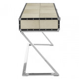 Tuskin Mango Wood Console Table, Leather, Mango Wood, Stainless Steel, Natural