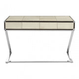 Tuskin Mango Wood Console Table, Leather, Mango Wood, Stainless Steel, Natural