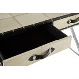 Tuskin Mango Wood Console Table, Leather, Mango Wood, Stainless Steel, Natural