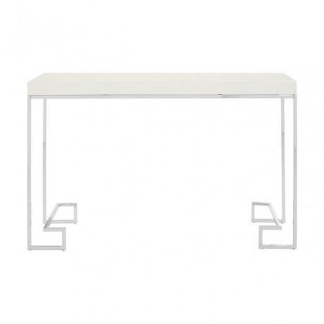 Enrich Chrome / Rectangular Console Table, Wood, White