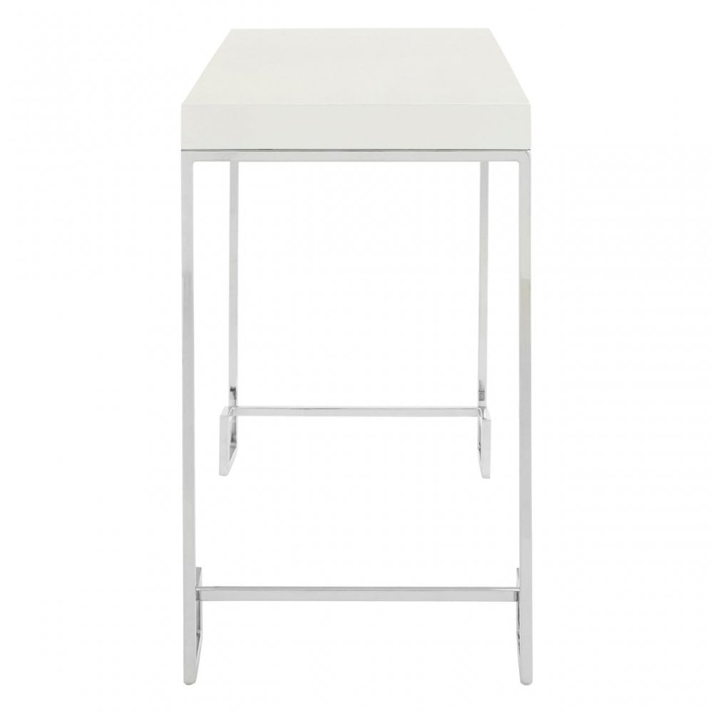 Enrich Chrome / Rectangular Console Table, Wood, White