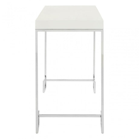 Enrich Chrome / Rectangular Console Table, Wood, White