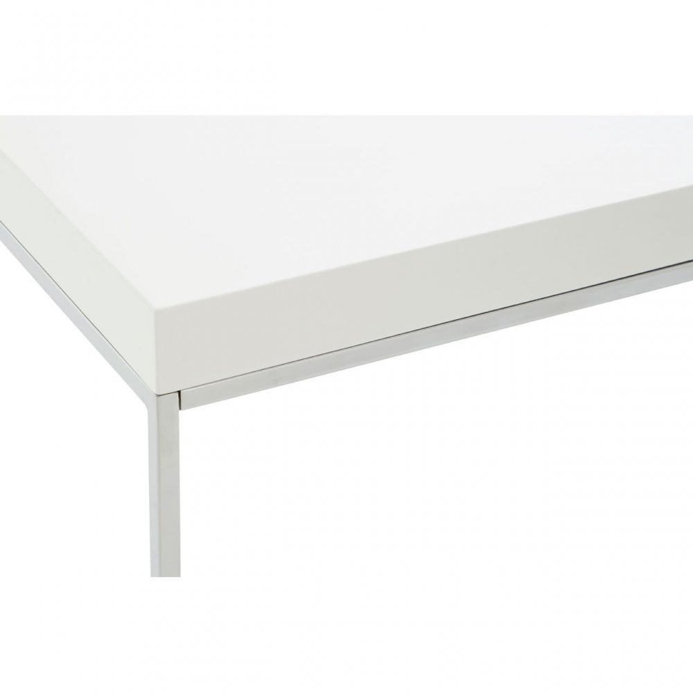 Enrich Chrome / Rectangular Console Table, Wood, White