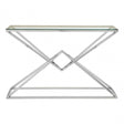 Enrich Corseted Silver Console Table, Stainless Steel, Glass, Silver