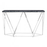Enrich Rectangular Black Marble Console Table, Marble, Black