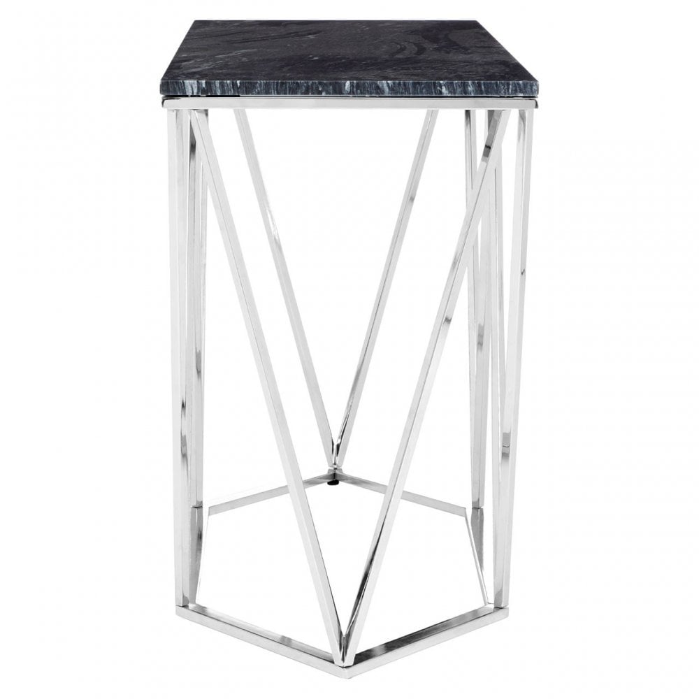 Enrich Rectangular Black Marble Console Table, Marble, Black