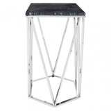 Enrich Rectangular Black Marble Console Table, Marble, Black