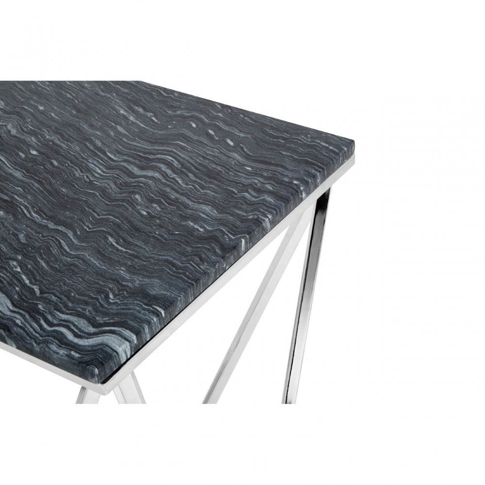 Enrich Rectangular Black Marble Console Table, Marble, Black