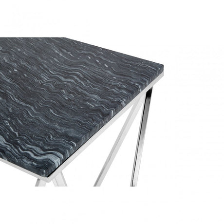 Enrich Rectangular Black Marble Console Table, Marble, Black