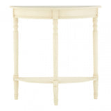 Heritage Antique White Rounded Console Table, Wood, Pine Wood, White