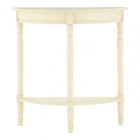 Heritage Antique White Rounded Console Table, Wood, Pine Wood, White