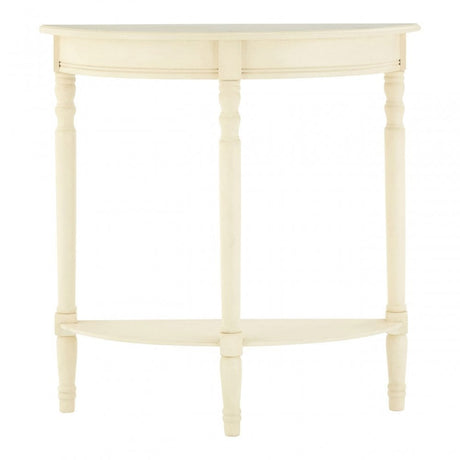 Heritage Antique White Rounded Console Table, Wood, Pine Wood, White