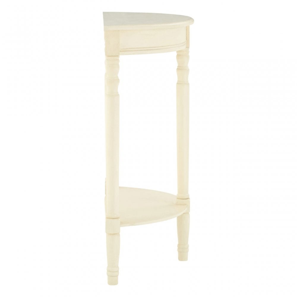 Heritage Antique White Rounded Console Table, Wood, Pine Wood, White