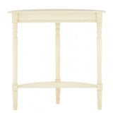 Heritage Antique White Rounded Console Table, Wood, Pine Wood, White