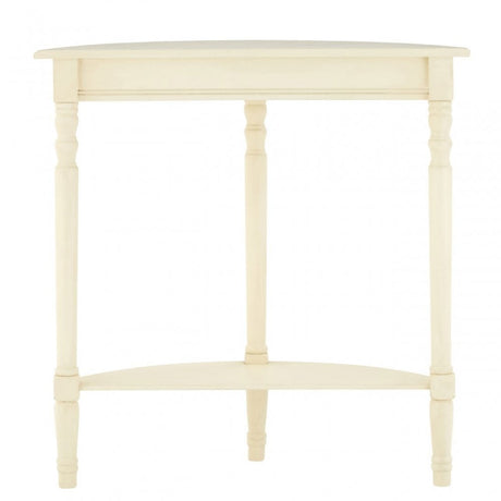 Heritage Antique White Rounded Console Table, Wood, Pine Wood, White