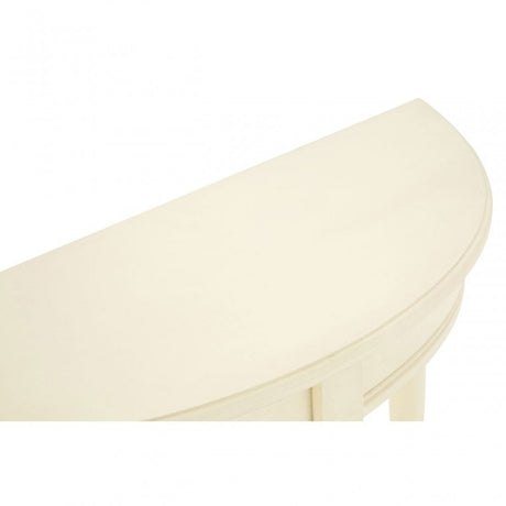 Heritage Antique White Rounded Console Table, Wood, Pine Wood, White