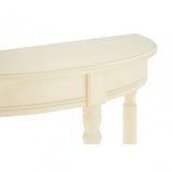 Heritage Antique White Rounded Console Table, Wood, Pine Wood, White
