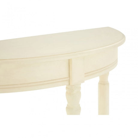 Heritage Antique White Rounded Console Table, Wood, Pine Wood, White