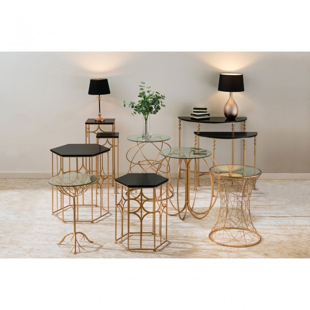 Lexa Half Round Console Tables, Iron, Black