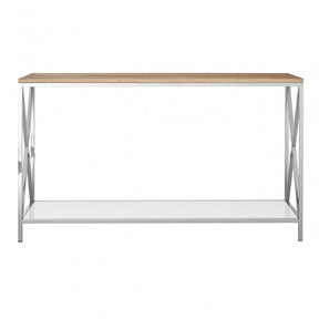 Chiswick Console Table, Oak Wood, Stainless Steel