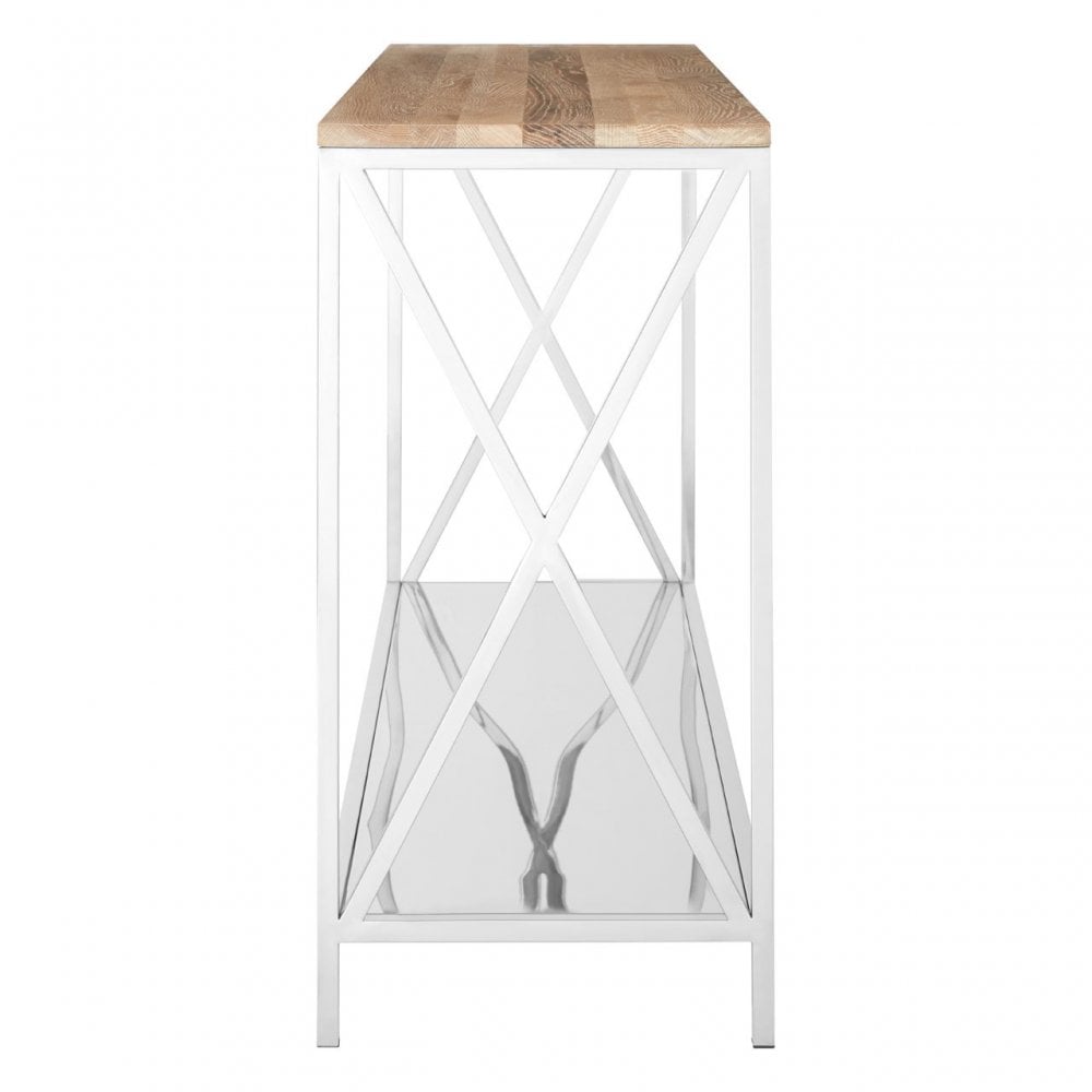 Chiswick Console Table, Oak Wood, Stainless Steel