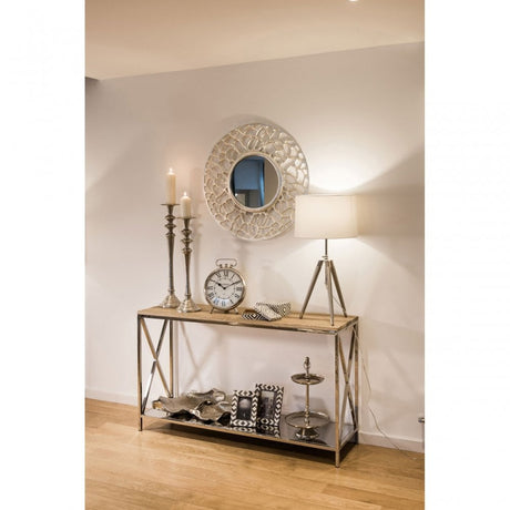Chiswick Console Table, Oak Wood, Stainless Steel