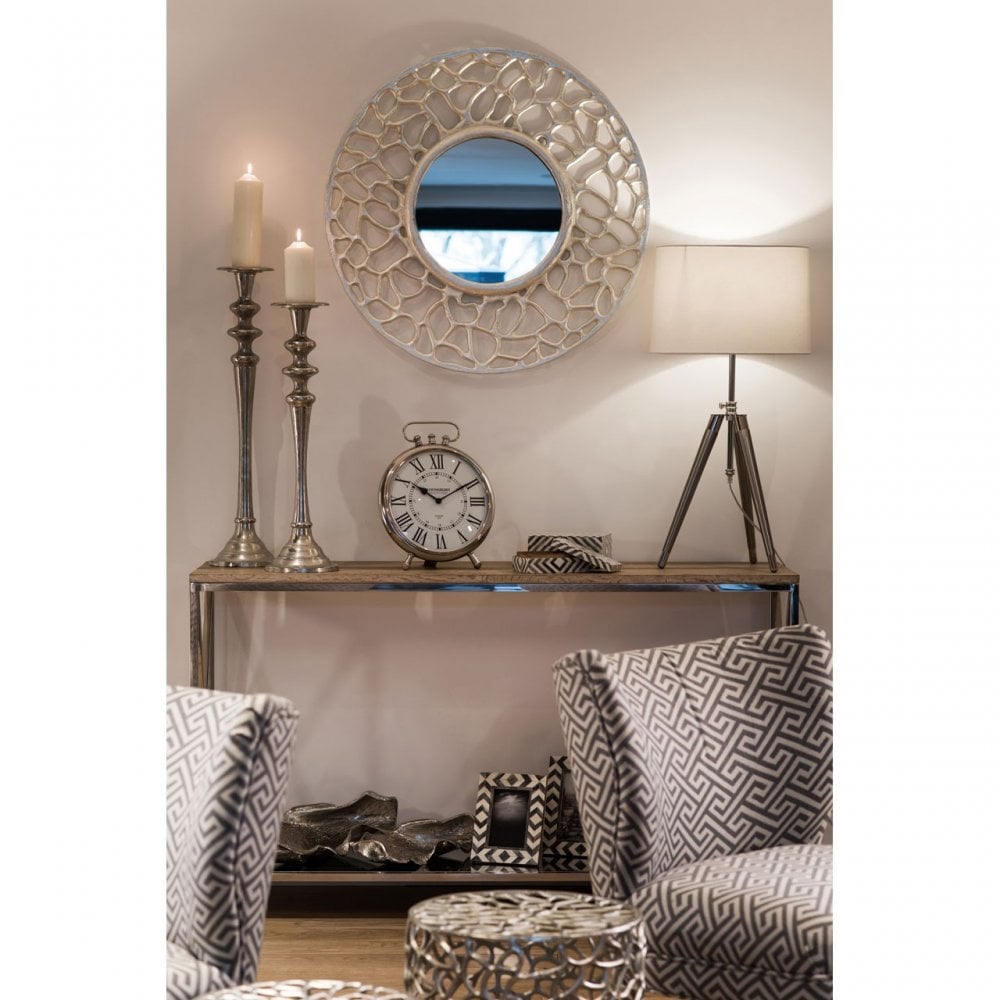 Chiswick Console Table, Oak Wood, Stainless Steel