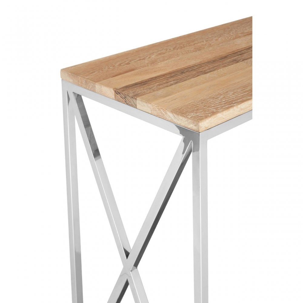Chiswick Console Table, Oak Wood, Stainless Steel