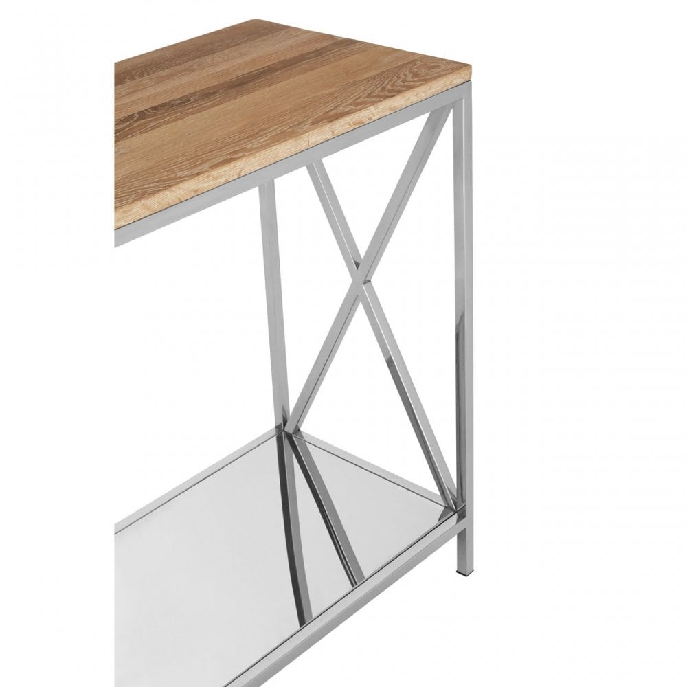 Chiswick Console Table, Oak Wood, Stainless Steel