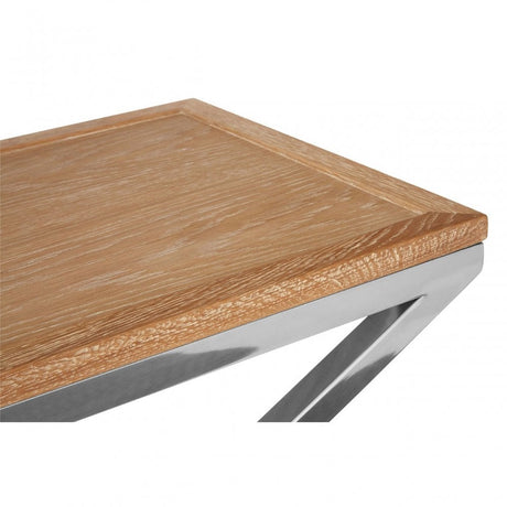 Holland Park Console Table, Oak Veneer, Oak Wood, Stainless Steel