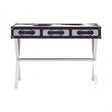 Black / White Genuine Cowhide Console Table, Cowhide, Stainless Steel, Black