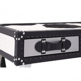 Black / White Genuine Cowhide Console Table, Cowhide, Stainless Steel, Black