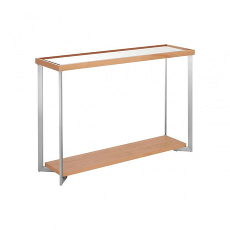 Tuskin Console Table, Beechwood, Mirrored Glass, Natural
