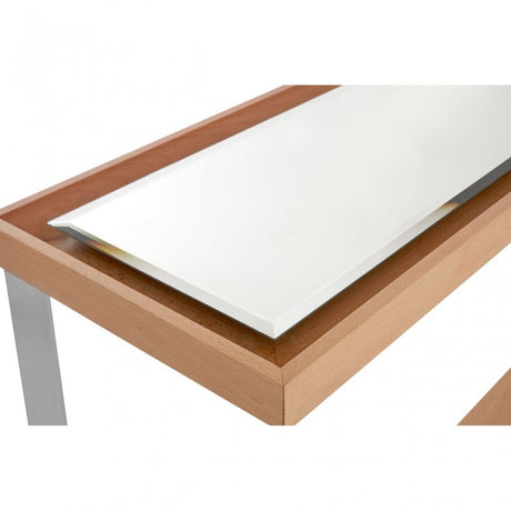 Tuskin Console Table, Beechwood, Mirrored Glass, Natural