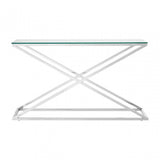 Criss Cross Console Table, Stainless Steel, Glass, Clear