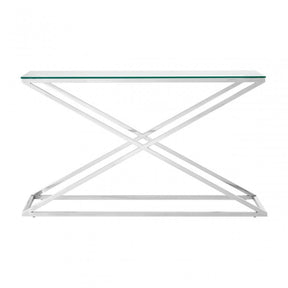 Criss Cross Console Table, Stainless Steel, Glass, Clear
