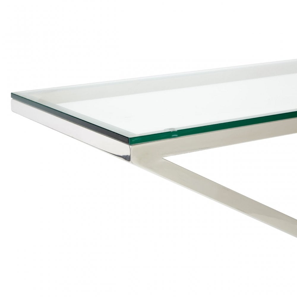 Criss Cross Console Table, Stainless Steel, Glass, Clear