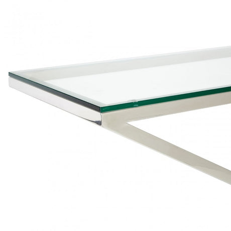 Criss Cross Console Table, Stainless Steel, Glass, Clear